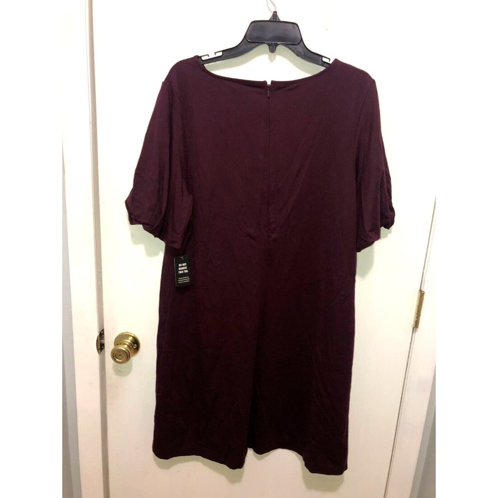 Express Womens XL Soft Shirt Dress Maroon Short Sleeves 37" Long NEW - Picture 3 of 3